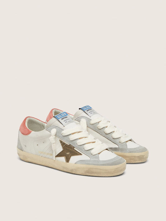 Women's Super-Star LTD in white leather with metallic bronze star