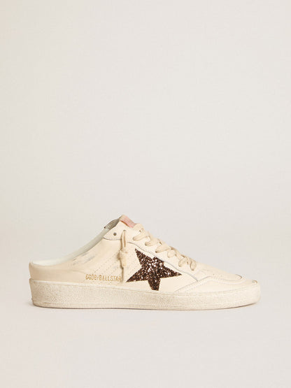 Ball Star Sabots in ivory nappa with bronze glitter star