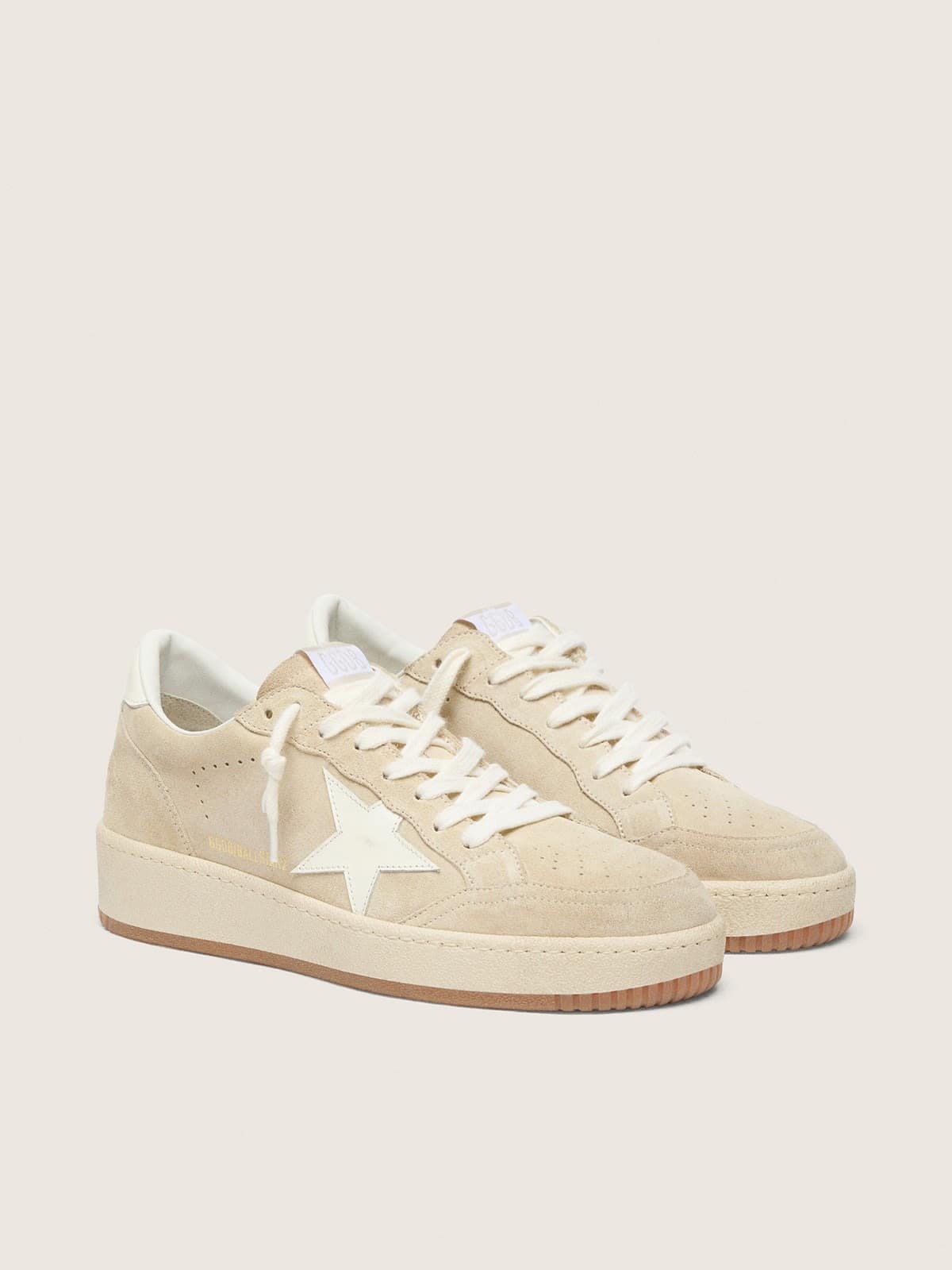 Women's Ball Star in beige suede with white leather star and heel tab