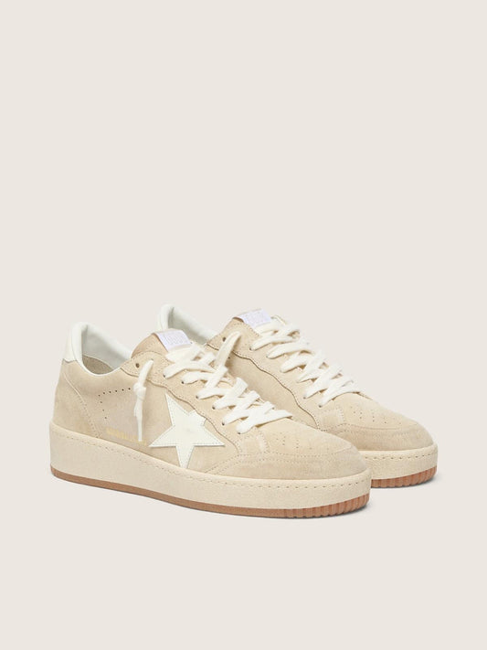 Women's Ball Star in beige suede with white leather star and heel tab