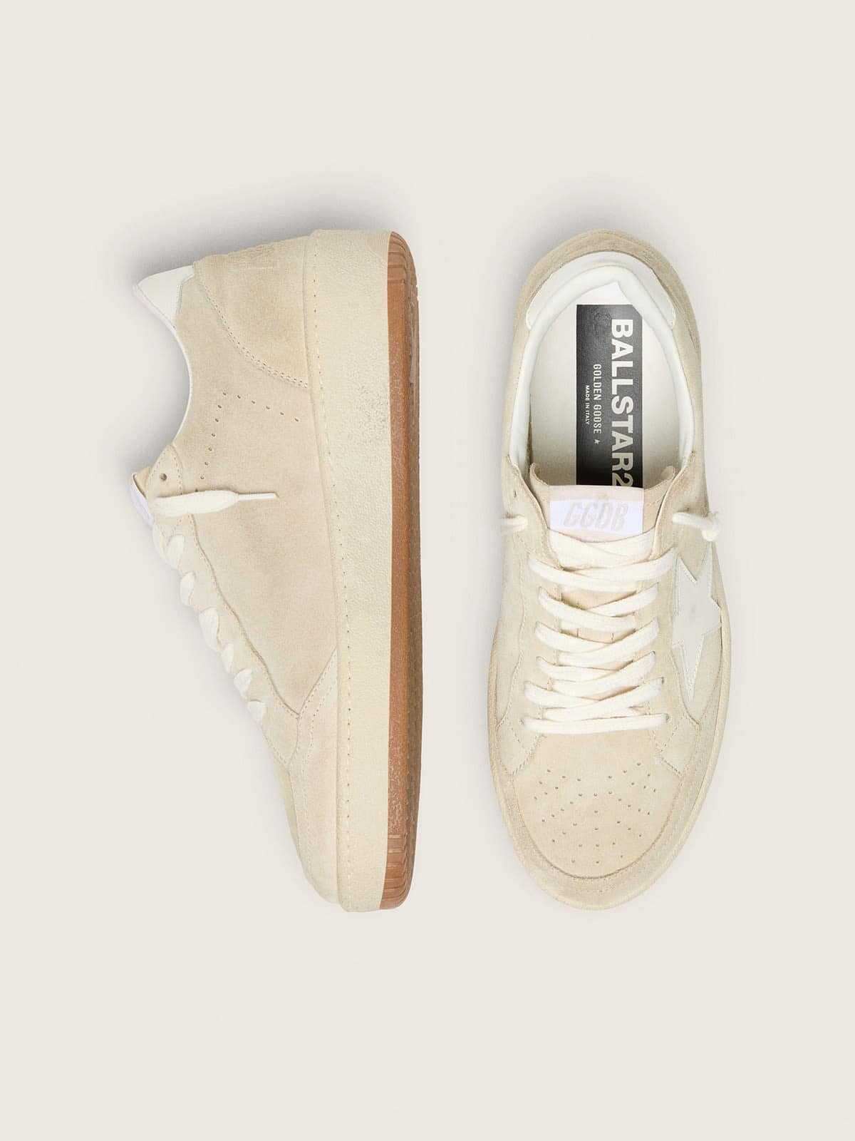 Women's Ball Star in beige suede with white leather star and heel tab