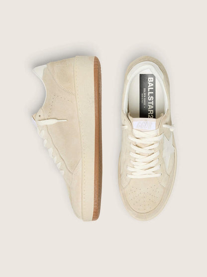 Women's Ball Star in beige suede with white leather star and heel tab