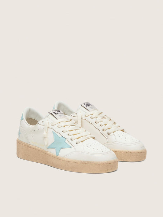 Women’s Ball Star in white leather with light blue star