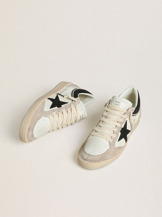 Women's Ball Star LTD in nappa with black crystal star and beige suede inserts