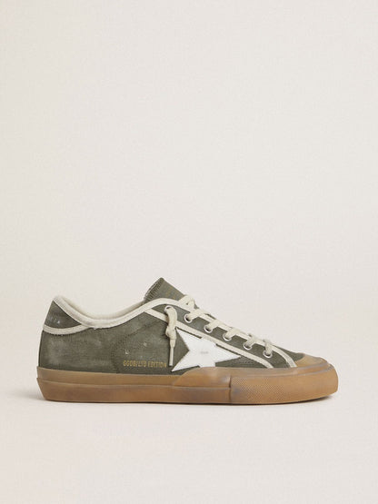Women’s Super-Star LTD in green canvas with white leather star