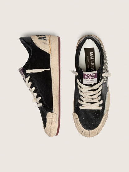 Women's Ball Star LAB in black suede with studs and glossy black leather star