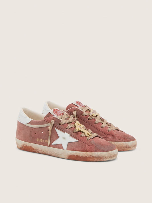 Women’s Super-Star in rust suede with metallic platinum leather star