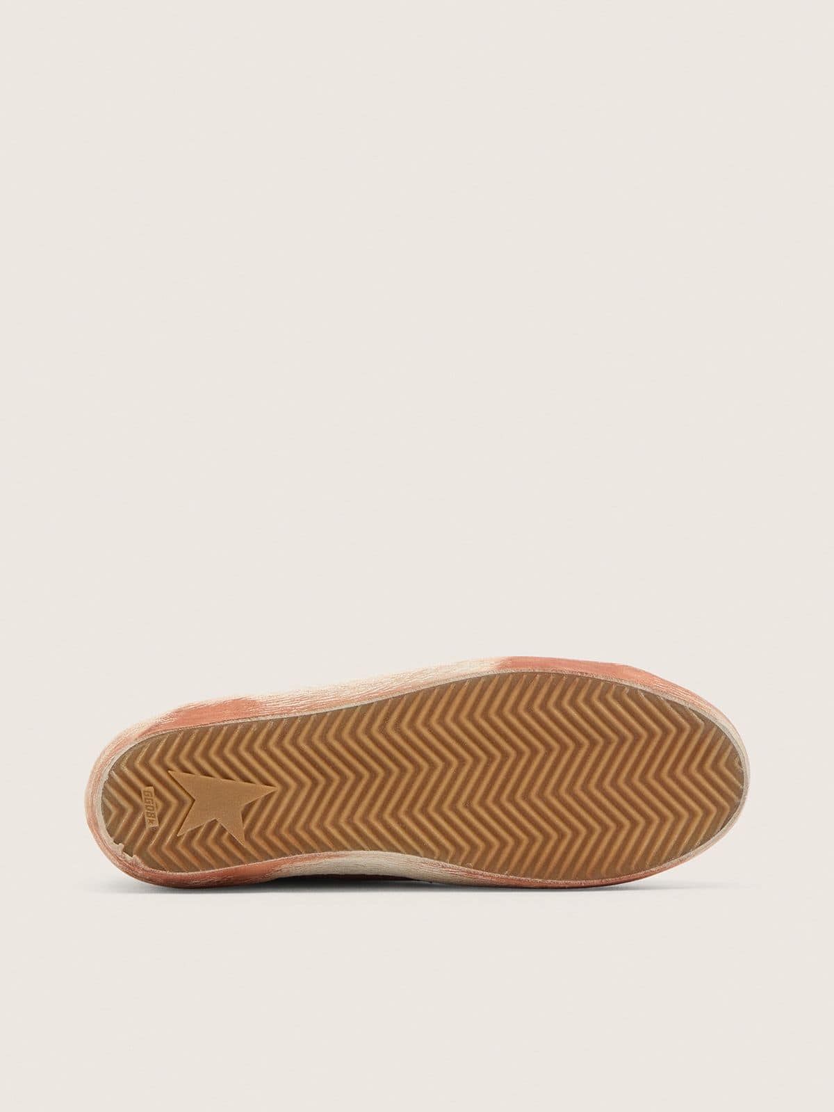 Women’s Super-Star in rust suede with metallic platinum leather star