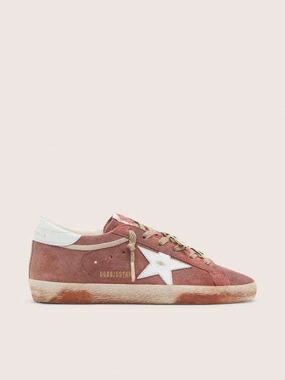 Women’s Super-Star in rust suede with metallic platinum leather star