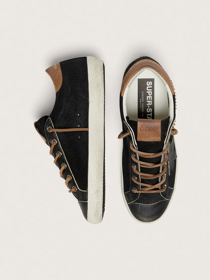 Women’s Super-Star LTD in black glitter leather with black leather star
