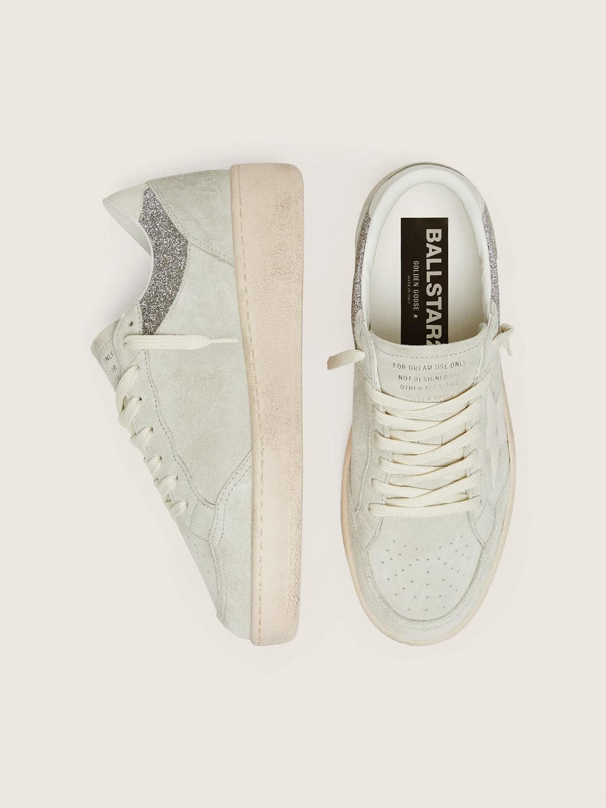 Women's Ball Star in light gray suede with star and glitter inserts