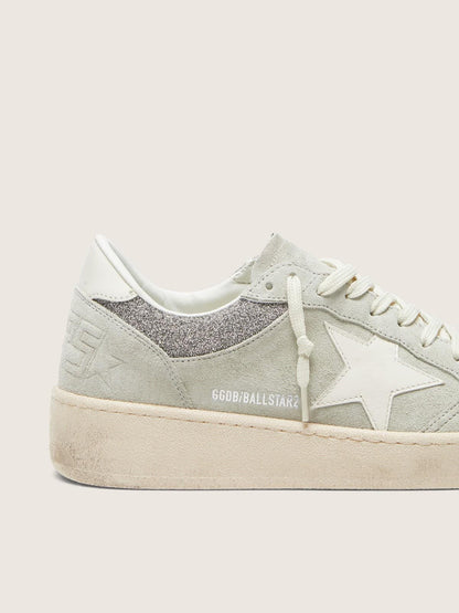 Women's Ball Star in light gray suede with star and glitter inserts