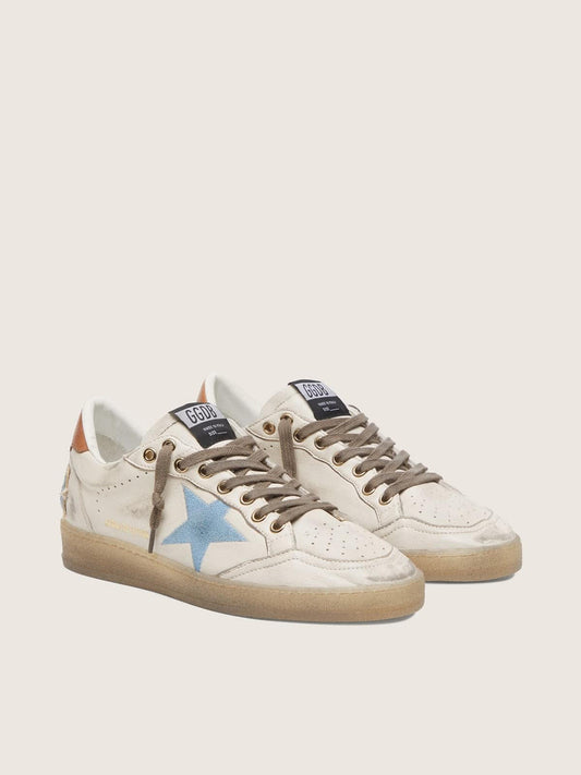 Women’s Ball Star LTD in white leather with light blue embroidered star