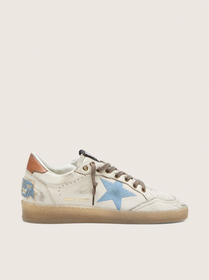 Women’s Ball Star LTD in white leather with light blue embroidered star