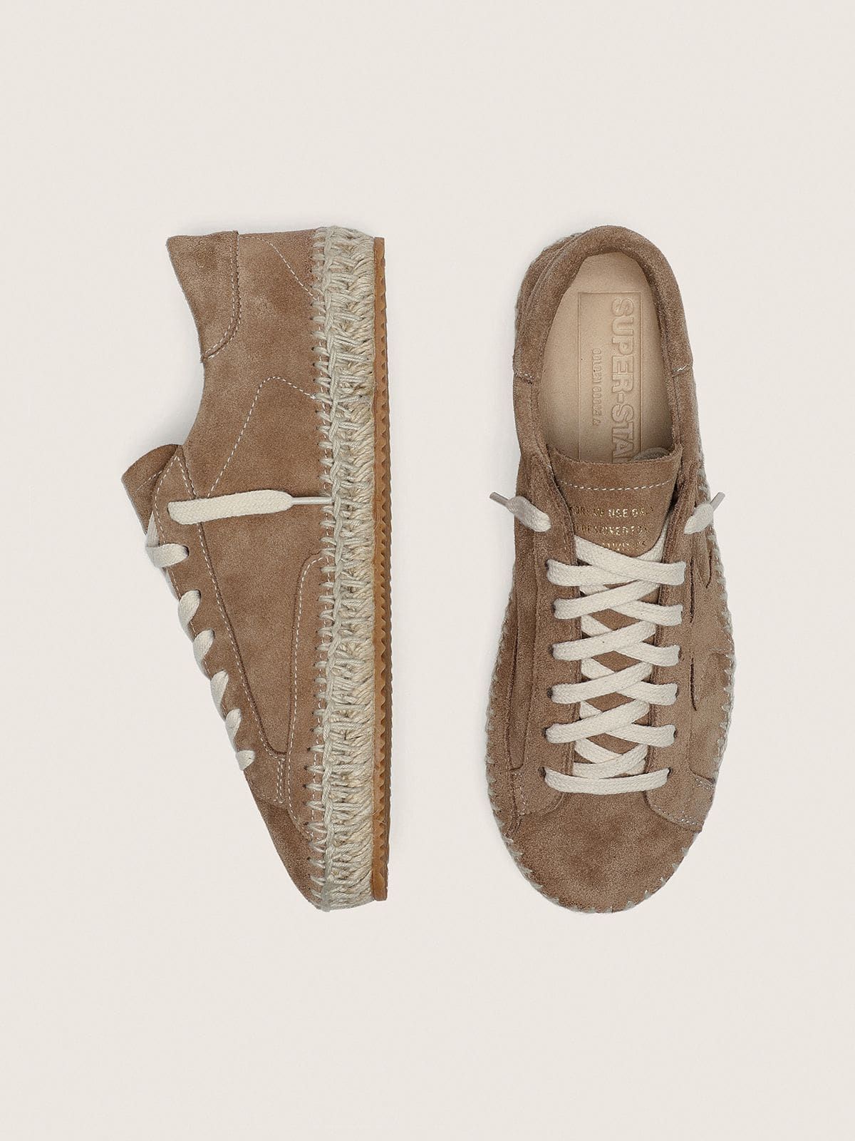 Women’s Super-Star in tobacco suede with beige suede star and rope sole