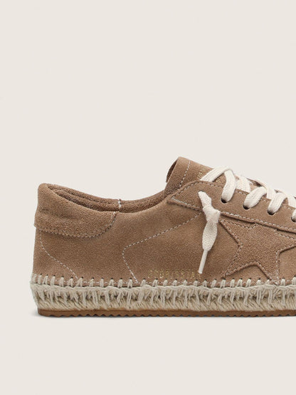 Women’s Super-Star in tobacco suede with beige suede star and rope sole