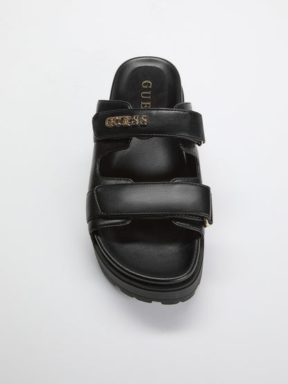 Fasten faux leather sandals