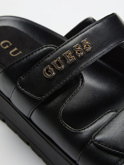 Fasten faux leather sandals