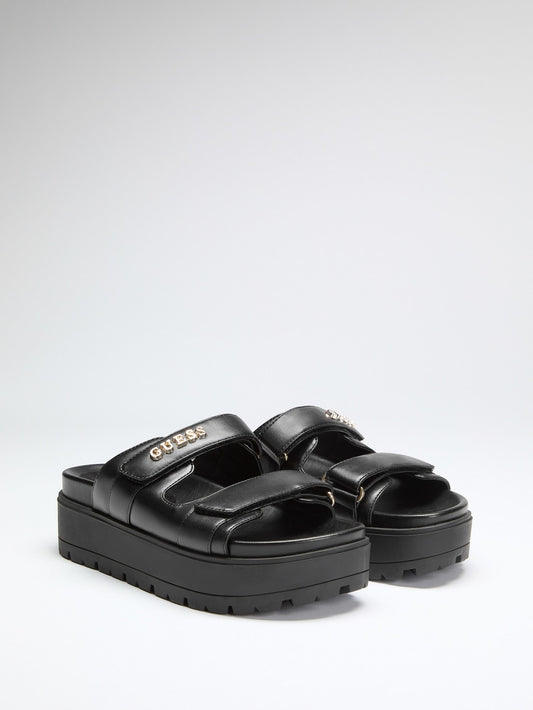 Fasten faux leather sandals