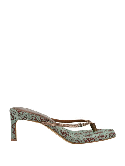 Mayan Rhinestone Thong Strap Heels