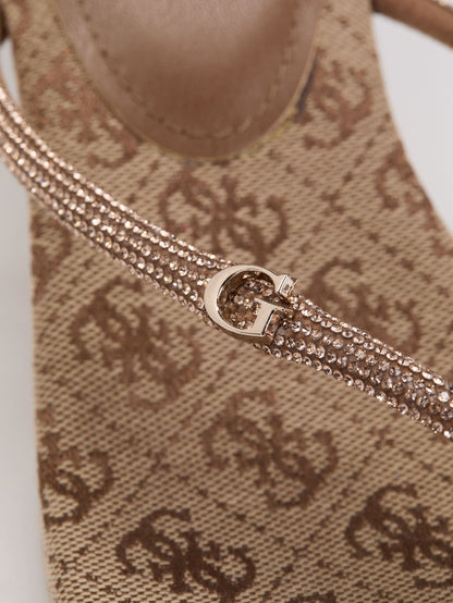 Mayan Rhinestone Thong Strap Heels