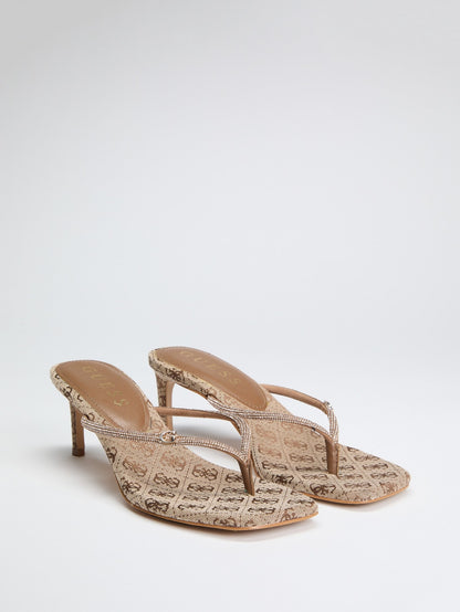 Mayan Rhinestone Thong Strap Heels