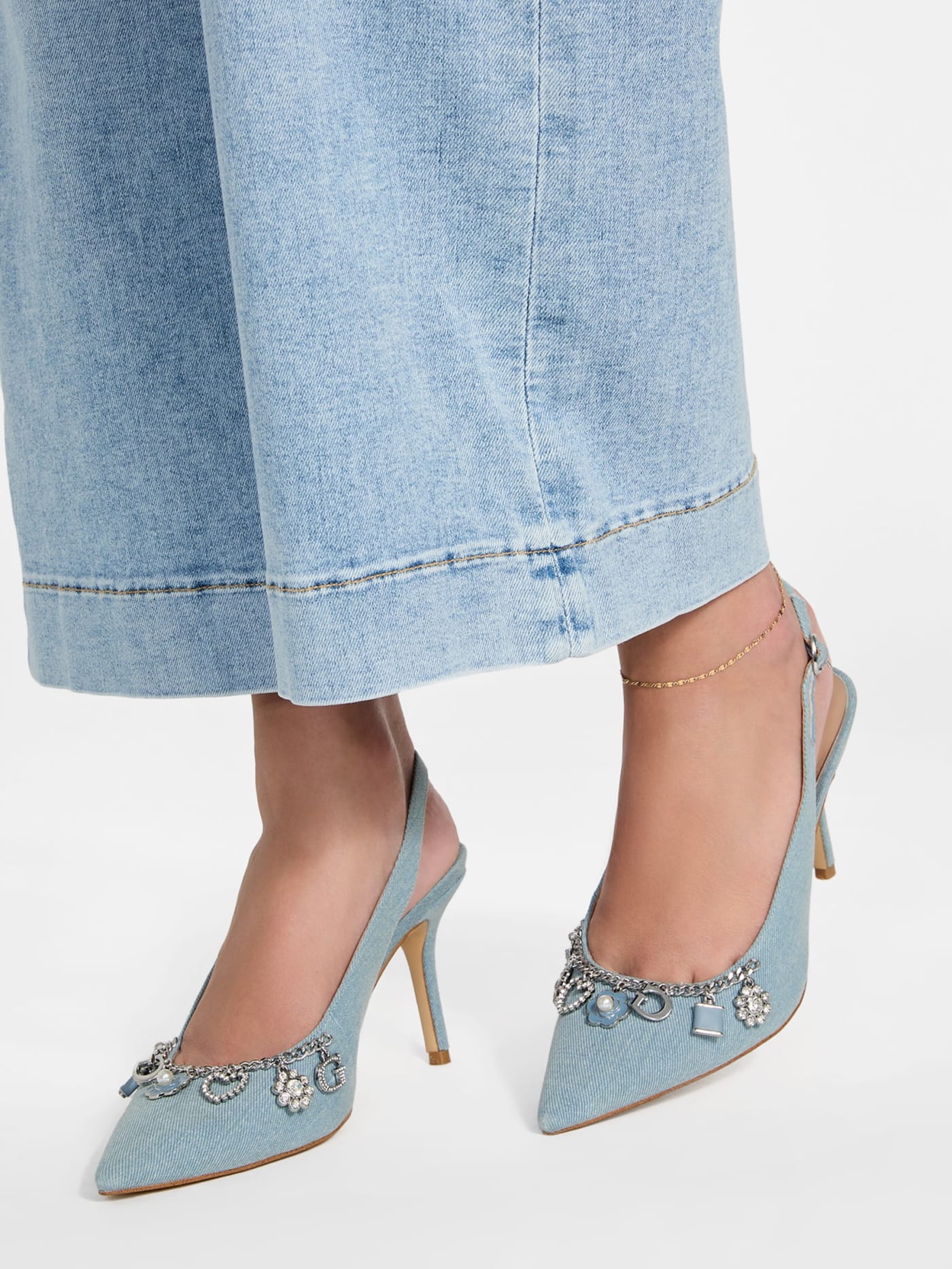 Naska Charm Denim Sling-Back Heels