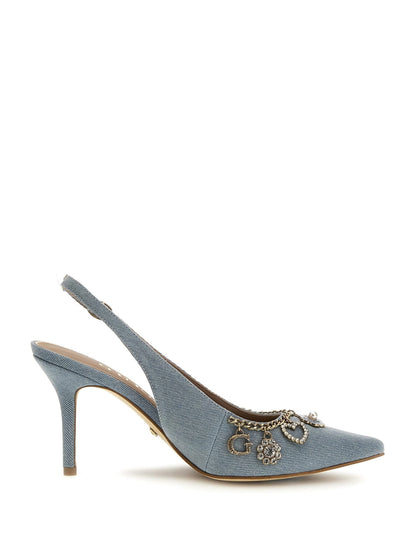 Naska Charm Denim Sling-Back Heels