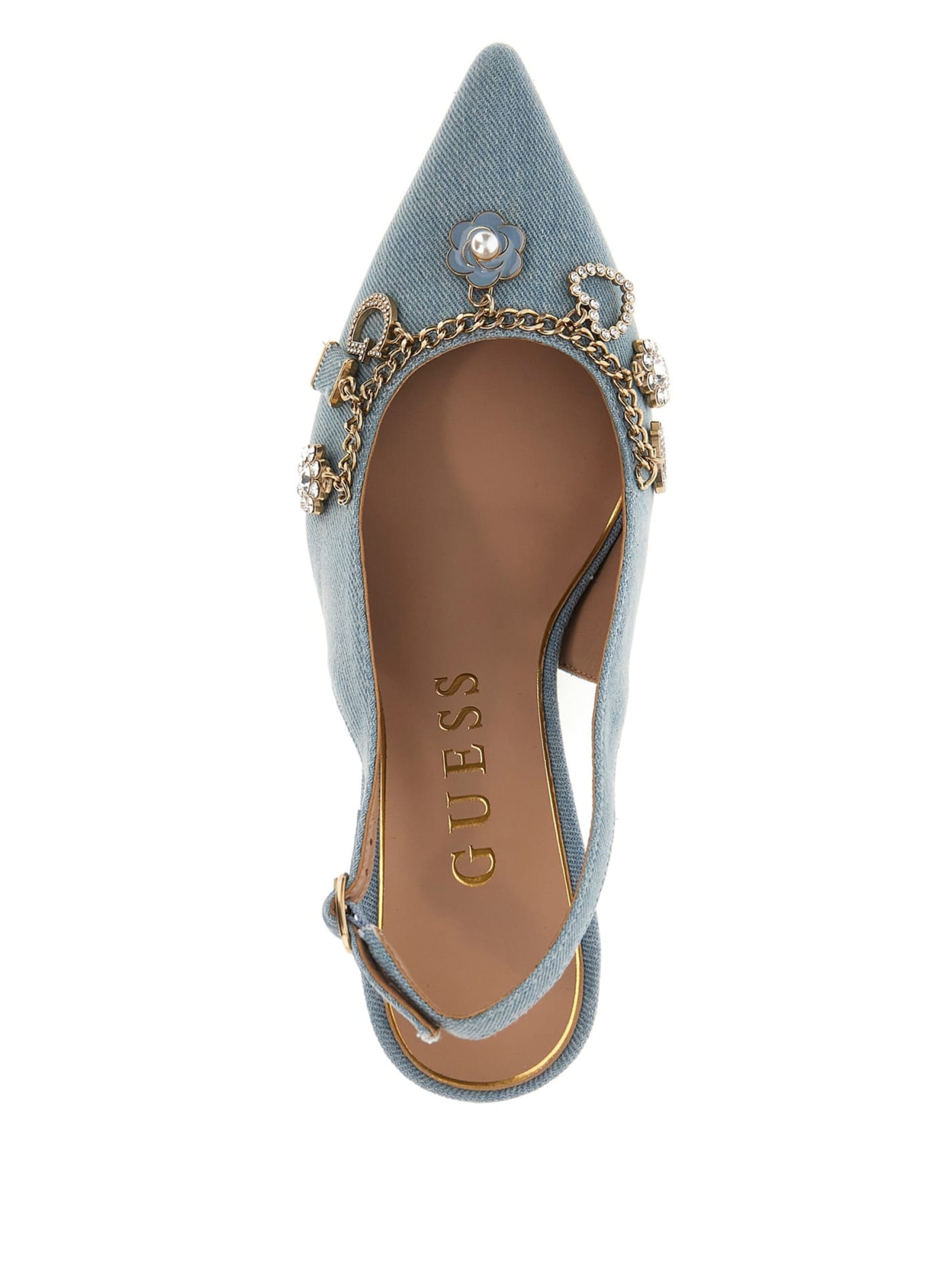 Naska Charm Denim Sling-Back Heels