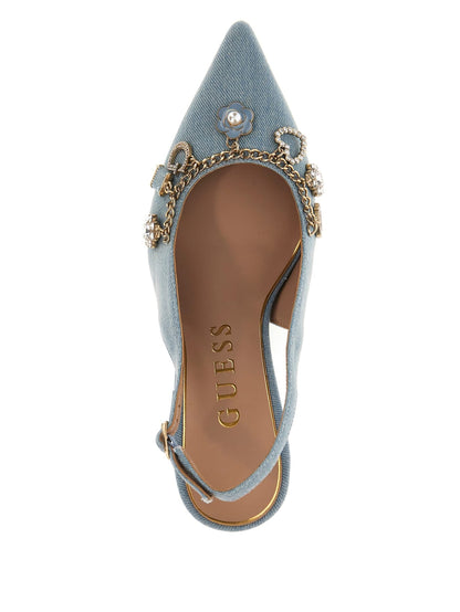 Naska Charm Denim Sling-Back Heels