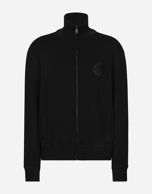 Cashmere and silk zip-up sweatshirt with DG patch