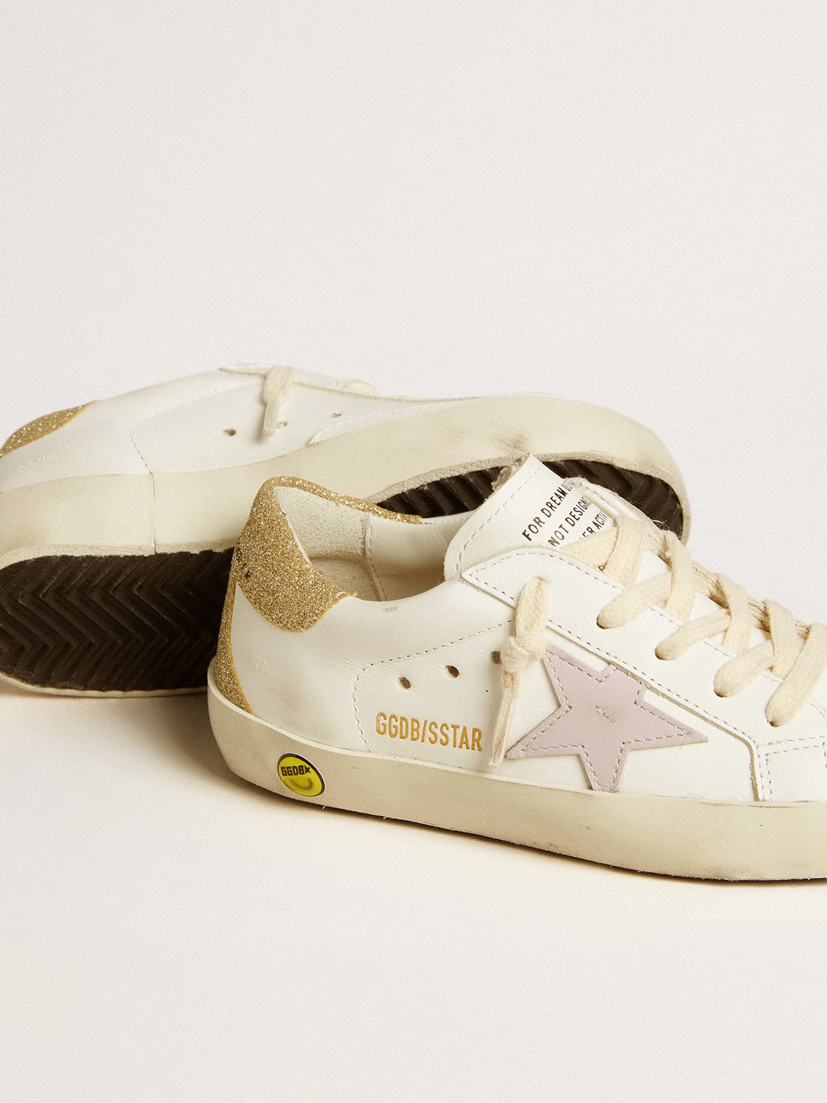 Super-Star Young with lilac leather star and glitter heel tab