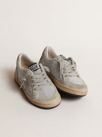 Ball Star Young in glitter with ice-gray suede inserts