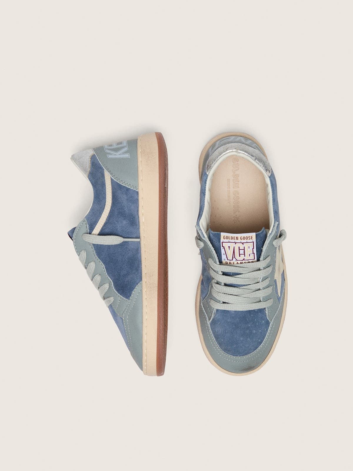 Young Ball Star in light blue and denim-blue suede with white leather star