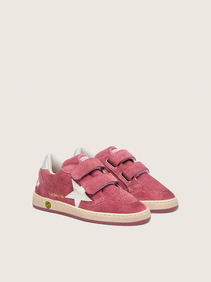 Ball Star Young in red suede with white leather star and metallic silver heel tab