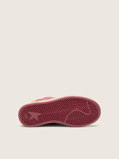 Ball Star Young in red suede with white leather star and metallic silver heel tab