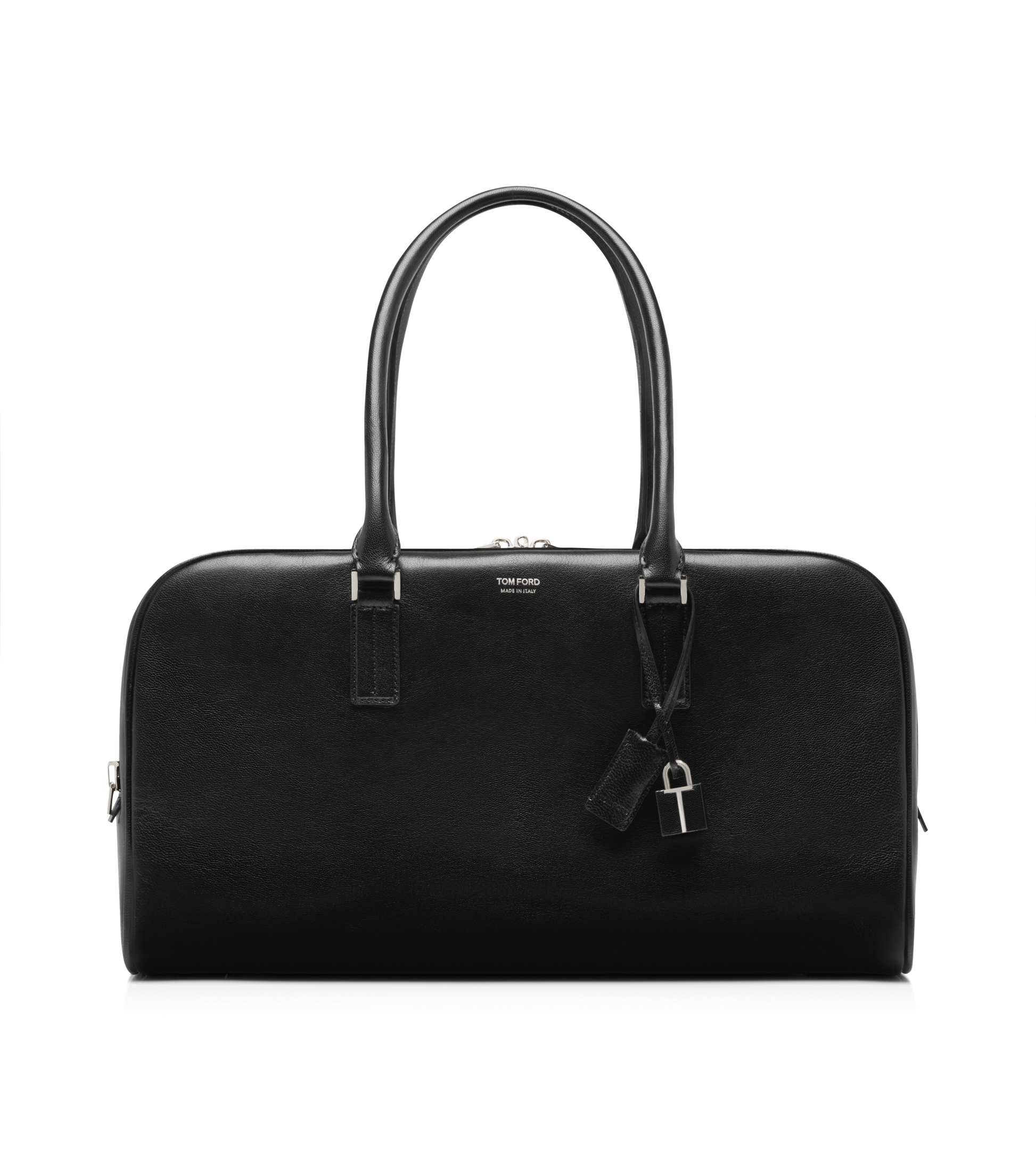 Supple Grain Leather Double Zip Bowling Bag