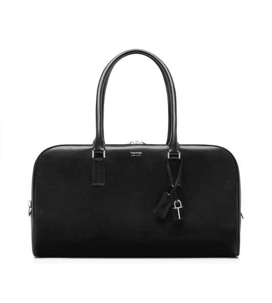 Supple Grain Leather Double Zip Bowling Bag
