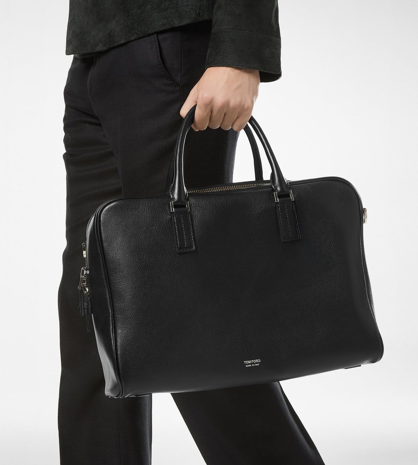 Grain Leather Minimal Briefcase
