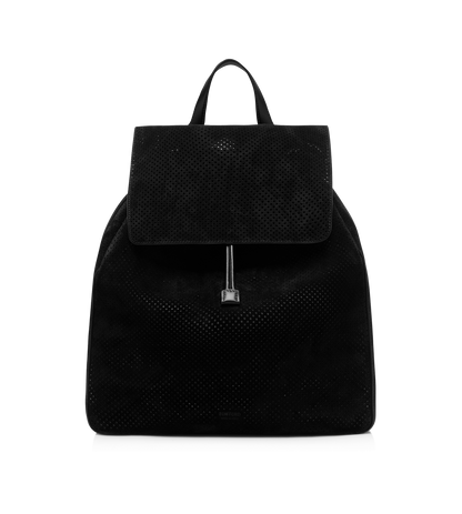 Perforated Cashmere Suede T-Line Flap Backpack
