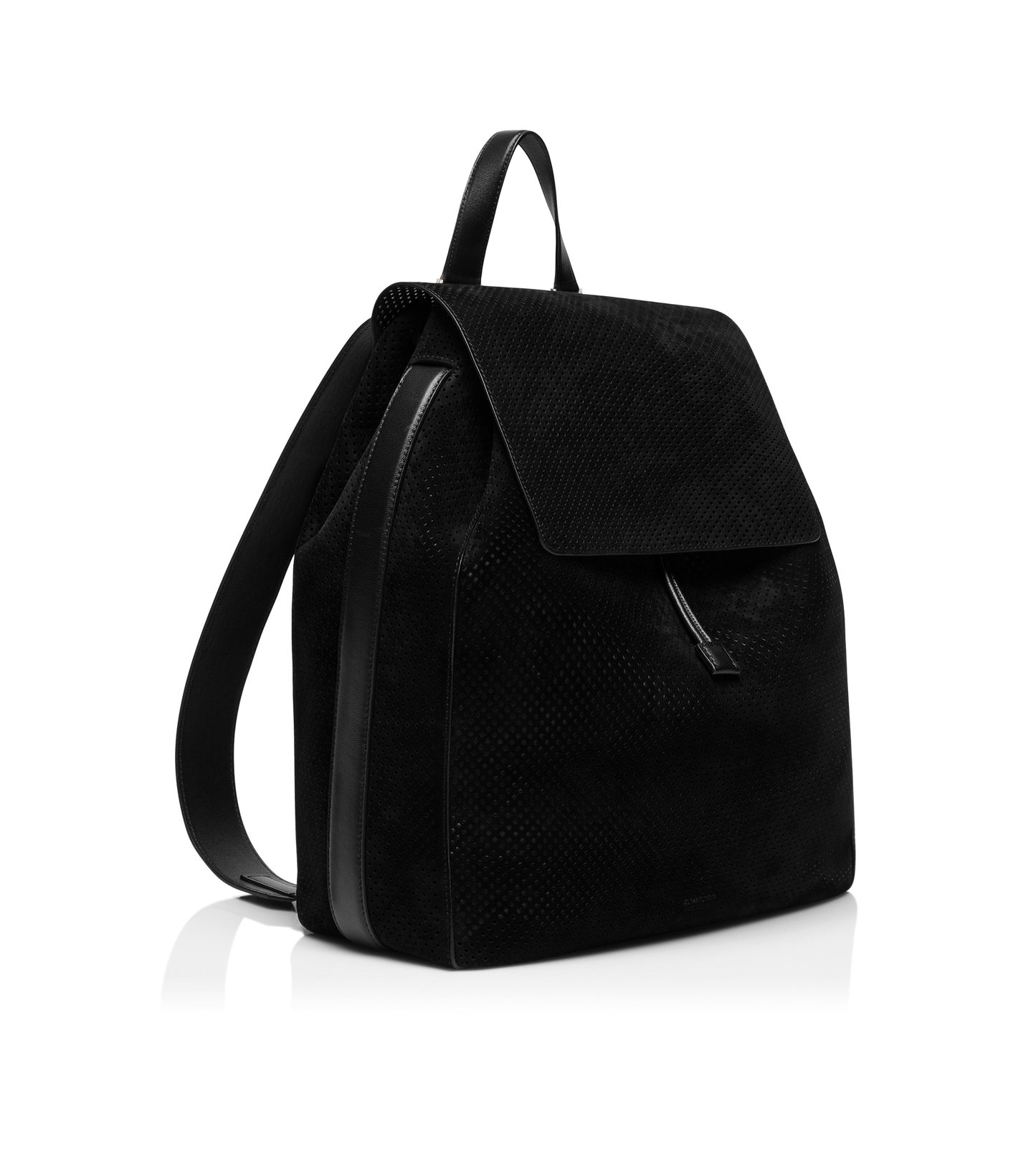 Perforated Cashmere Suede T-Line Flap Backpack