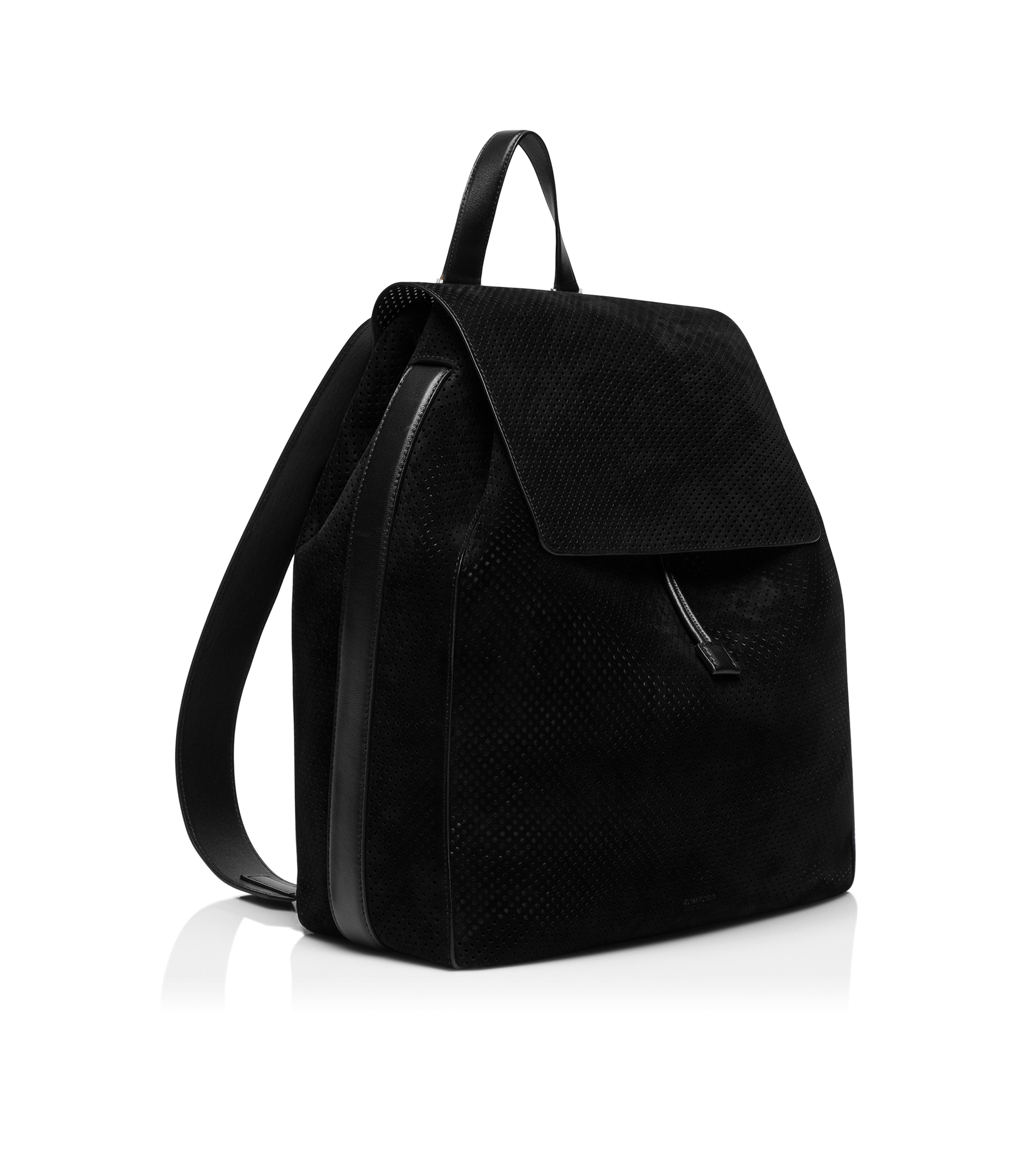 Perforated Cashmere Suede T-Line Flap Backpack