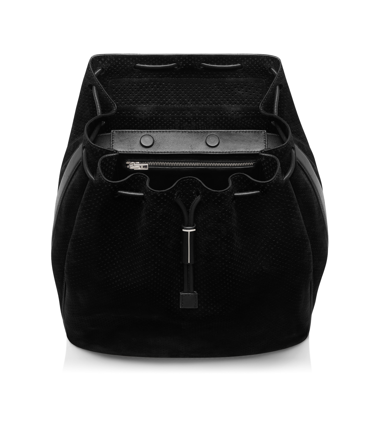 Perforated Cashmere Suede T-Line Flap Backpack