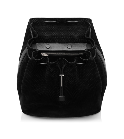 Perforated Cashmere Suede T-Line Flap Backpack