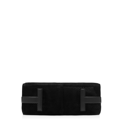 Perforated Cashmere Suede T-Line Flap Backpack