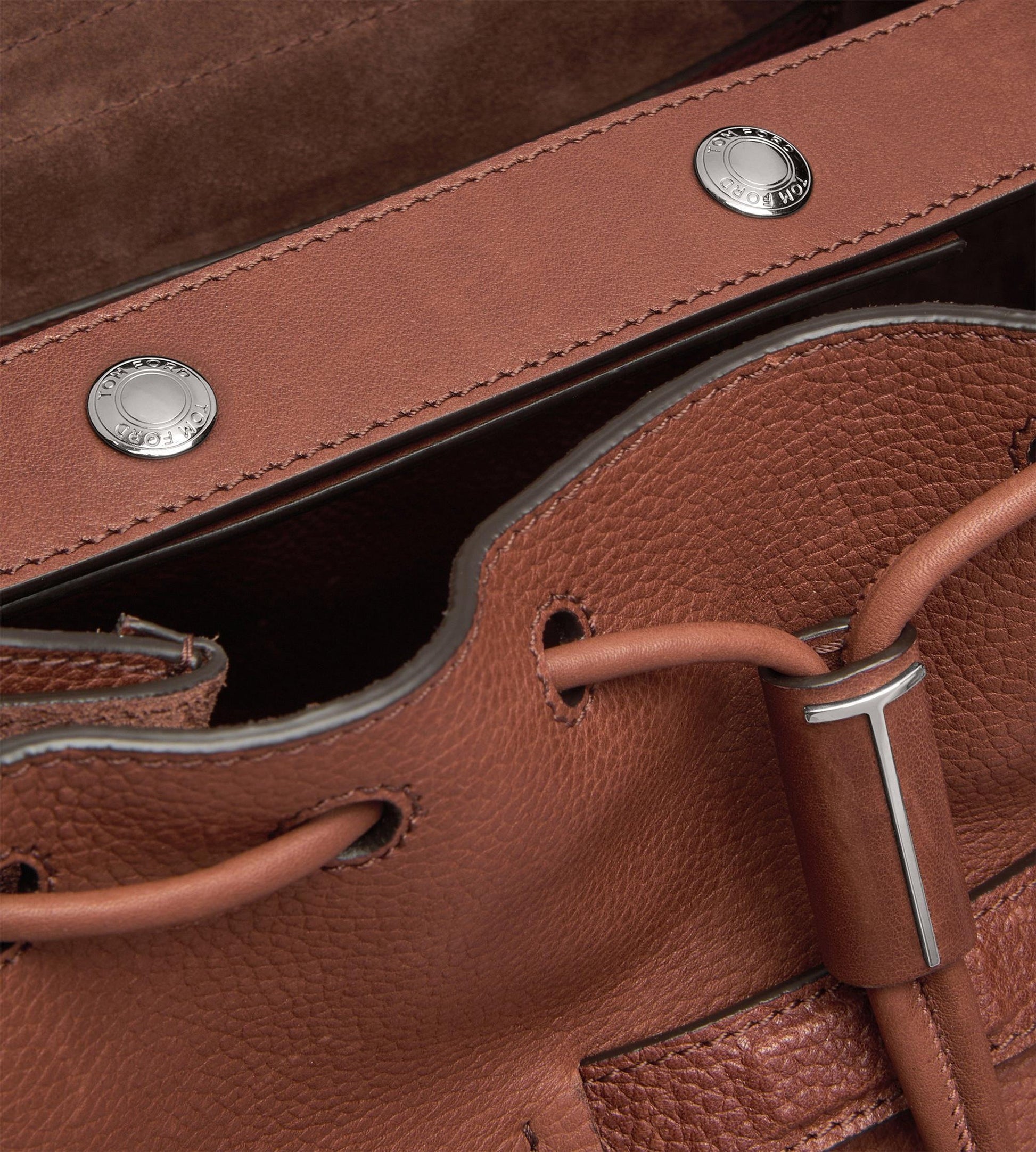 Grain Leather T-Line Flap Backpack