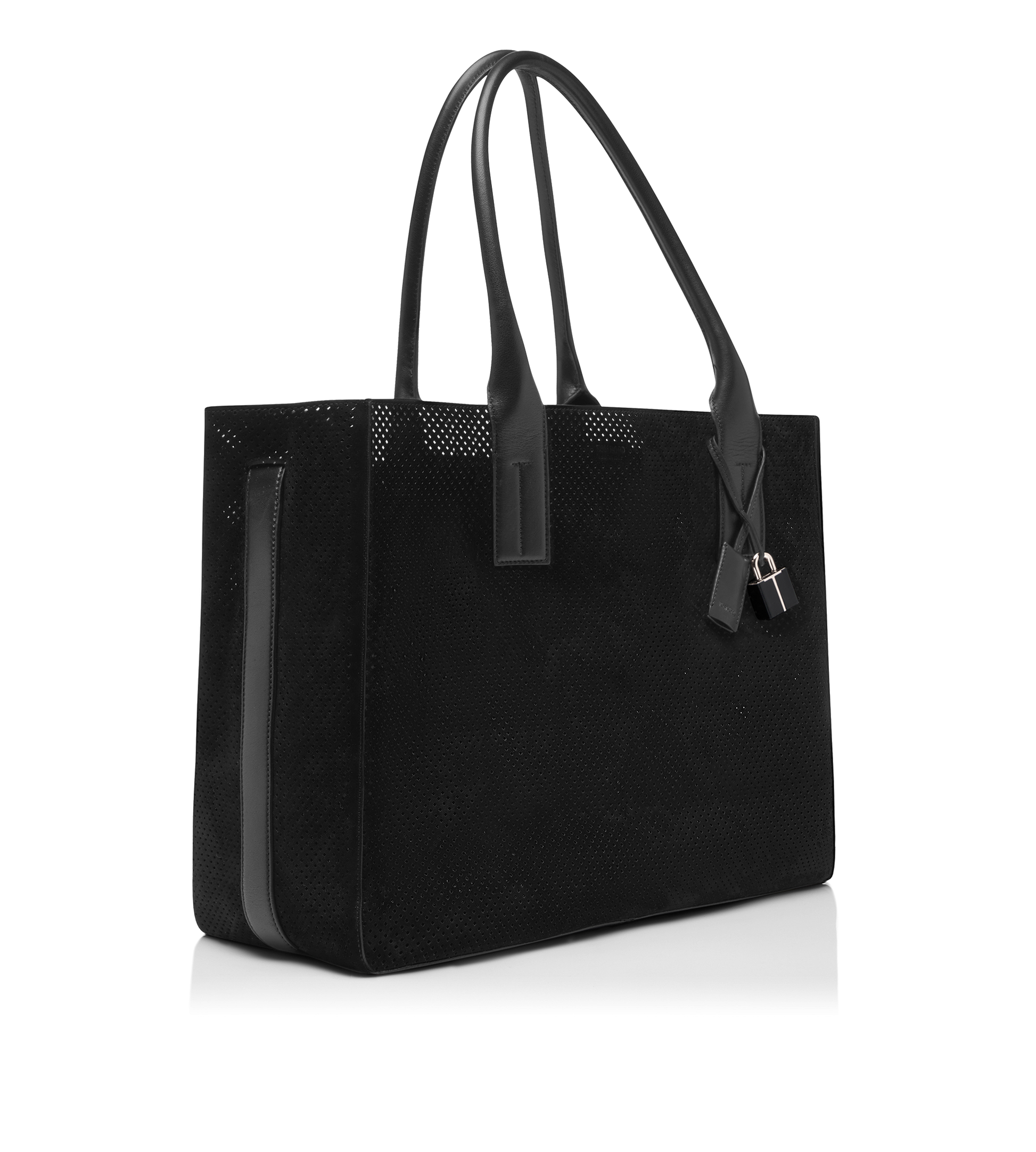 Perforated Cashmere Suede T-Line East-West Tote