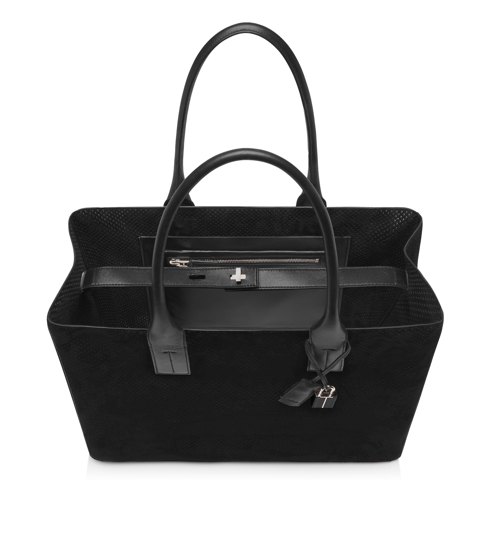 Perforated Cashmere Suede T-Line East-West Tote