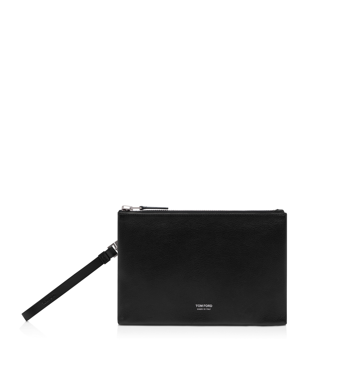 Grain Leather Minimal Slim Pouch With Wristlet