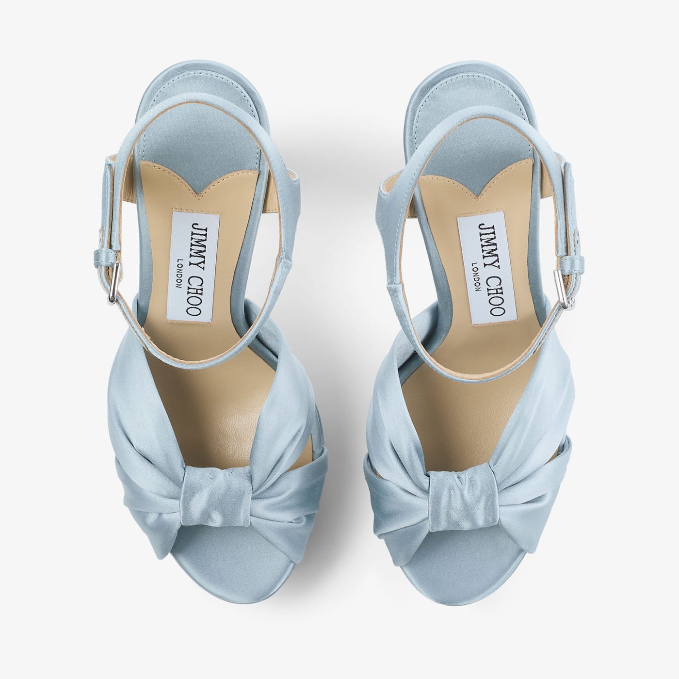 Heloise 120 Ice Blue Satin Platform Sandals